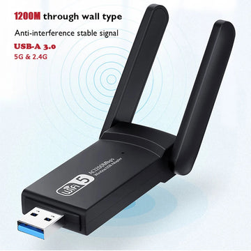 1200Mbps USB Wifi Dongle Adapter 5Ghz 2.4Ghz USB Dual Band RTL8812 Wifi Antenna LAN Adapter For Windows Mac Desktop/Laptop/PC