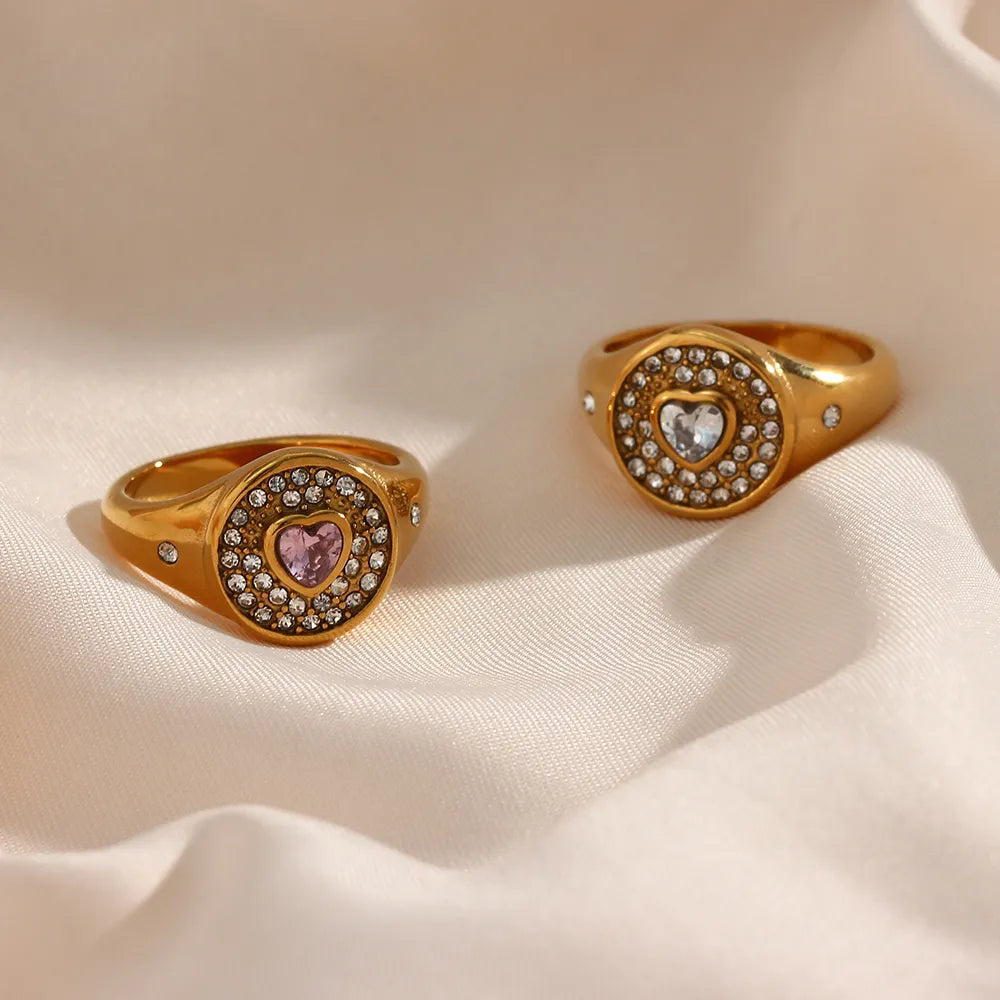 Waterproof Stainless Steel 18k Gold Plated Rhinestone