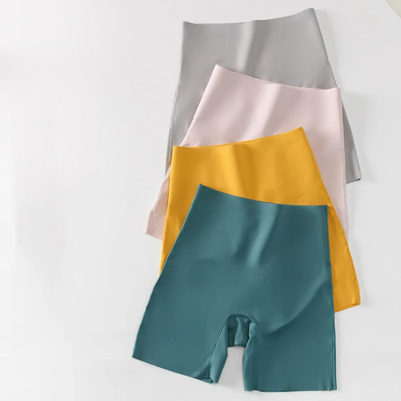 Flarixa Women's Seamless Shorts Safety Pants High Waist Large Size Ice Silk Boxer Panties Anti Friction Skirt Shorts