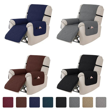 Quilted Recliner Sofa Cover Water Repellent-Reclining Chair Covers-Armchairs Slipcovers with Elastic Strap