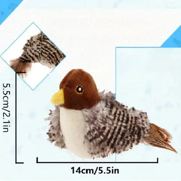 Interactive Chirping Bird Cat Toy Pet Simulation Bird Touch Voice Doll Interactive Cat Rechargeable Lifelike Bird Plush Toy