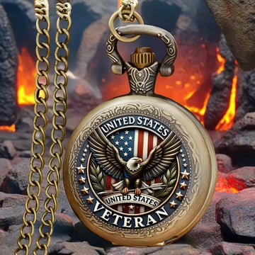 Eagle Mini Pocket Watch Necklace - Steel Quartz Movement.