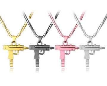 Popular Sparkling Submachine Gun Pistol Uzi Necklaces.