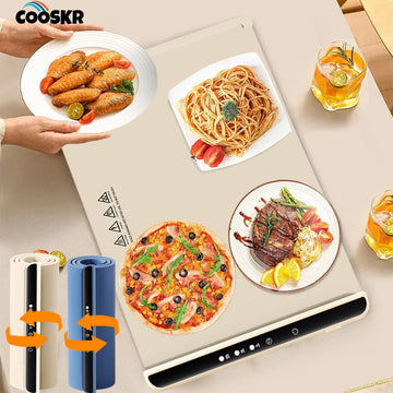 Foldable Electric Warming Tray-Warms Plate with 3 Temperature Full Surface Heating Mat for Parties