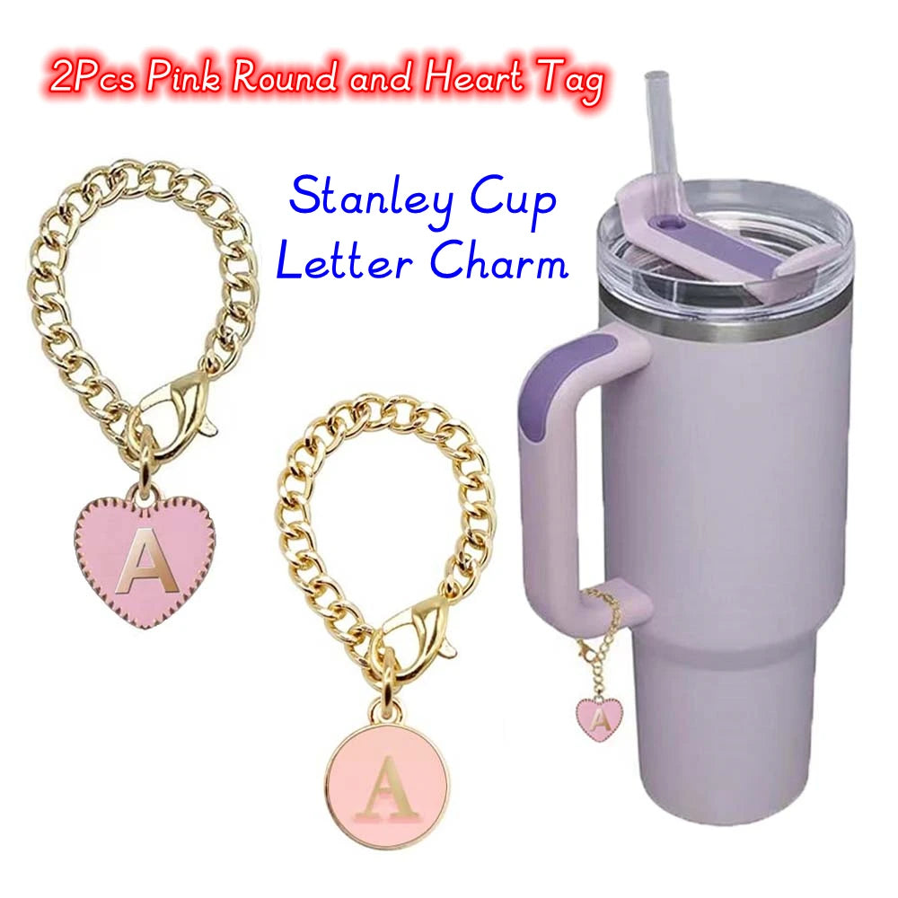 New 2Pcs Personalized Handle Initial Charms Tag For Stanley Cup Tumbler