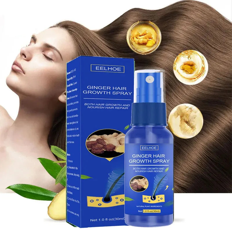 Hair Growth Spray Promote Fast Thicker Longer Ginger Extract Prevent Baldness Moisturize Scalp Anti Hair Loss Treatment Oil 30ml