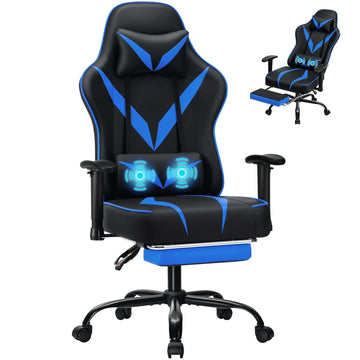 Reclining Ergonomic Gaming Chair with Footrest And Adjustable Armrests.
