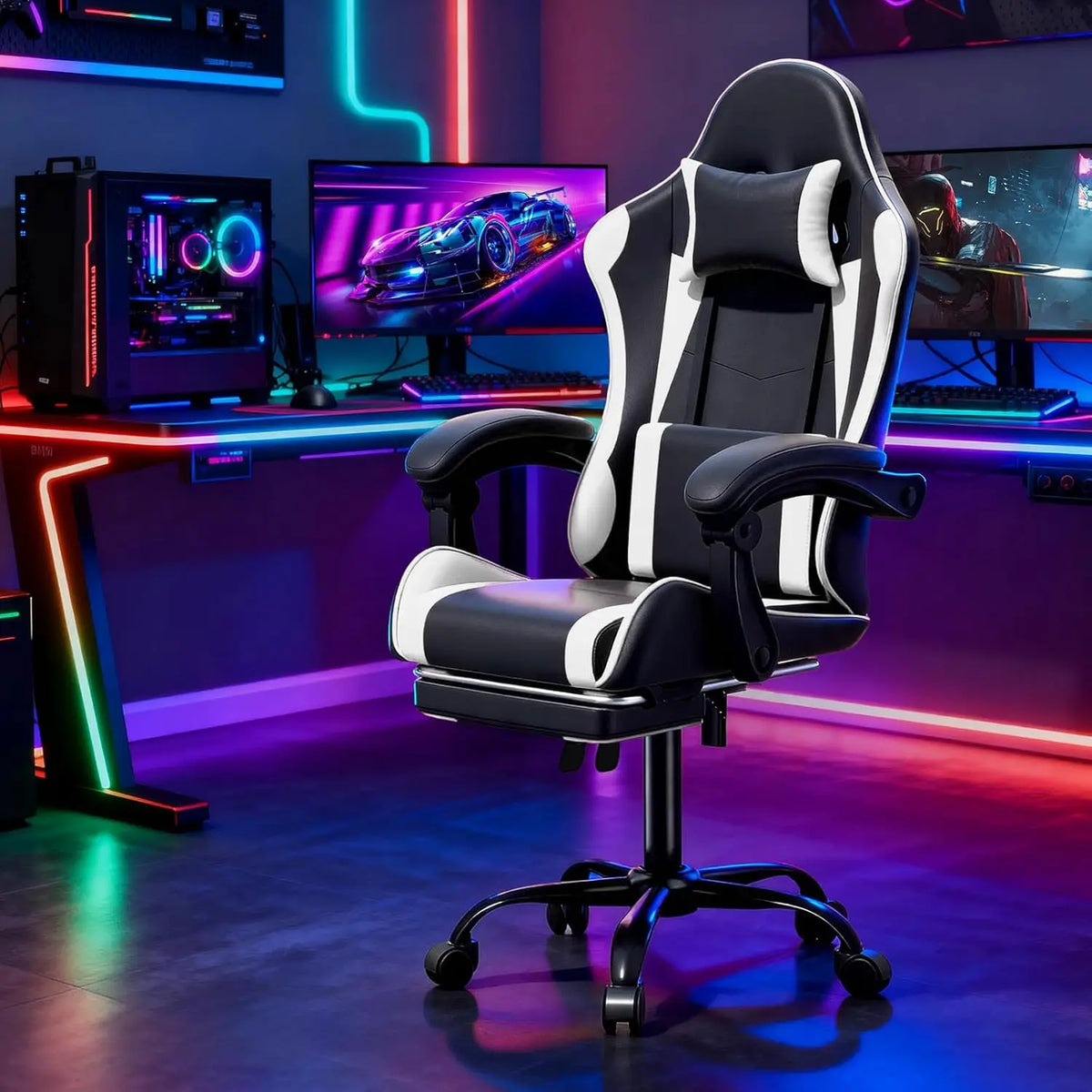 Computer Integrated Chair Ergonomic Computer Chair with Linkage Armrests-Height Adjustable with