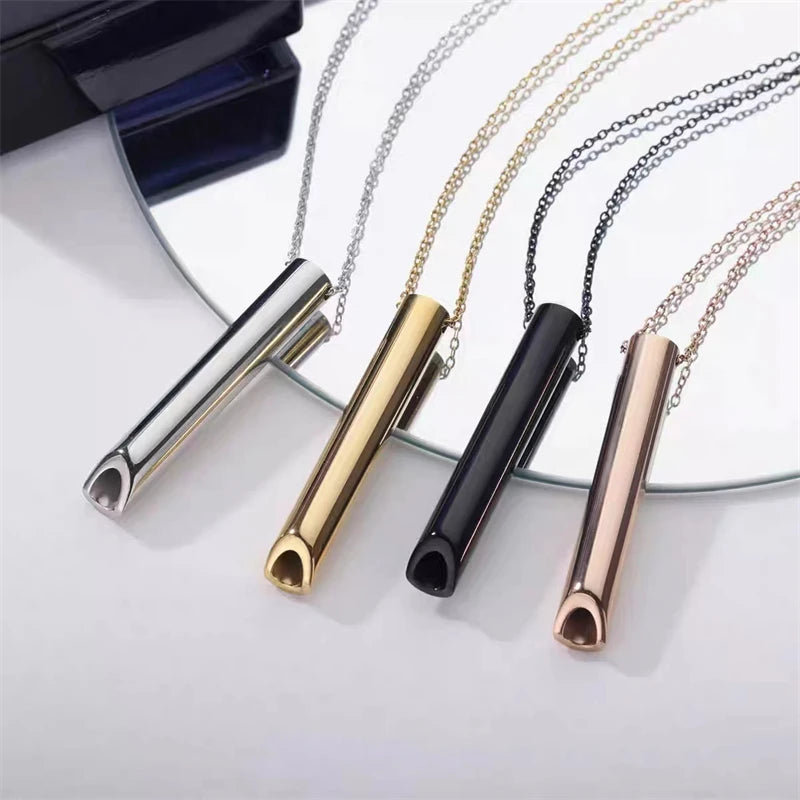 Stainless Steel Mindfulness Breathing Necklace for Men and Women Relieve Stress Pendant Anxiety Attack Relieve Meditation Tool