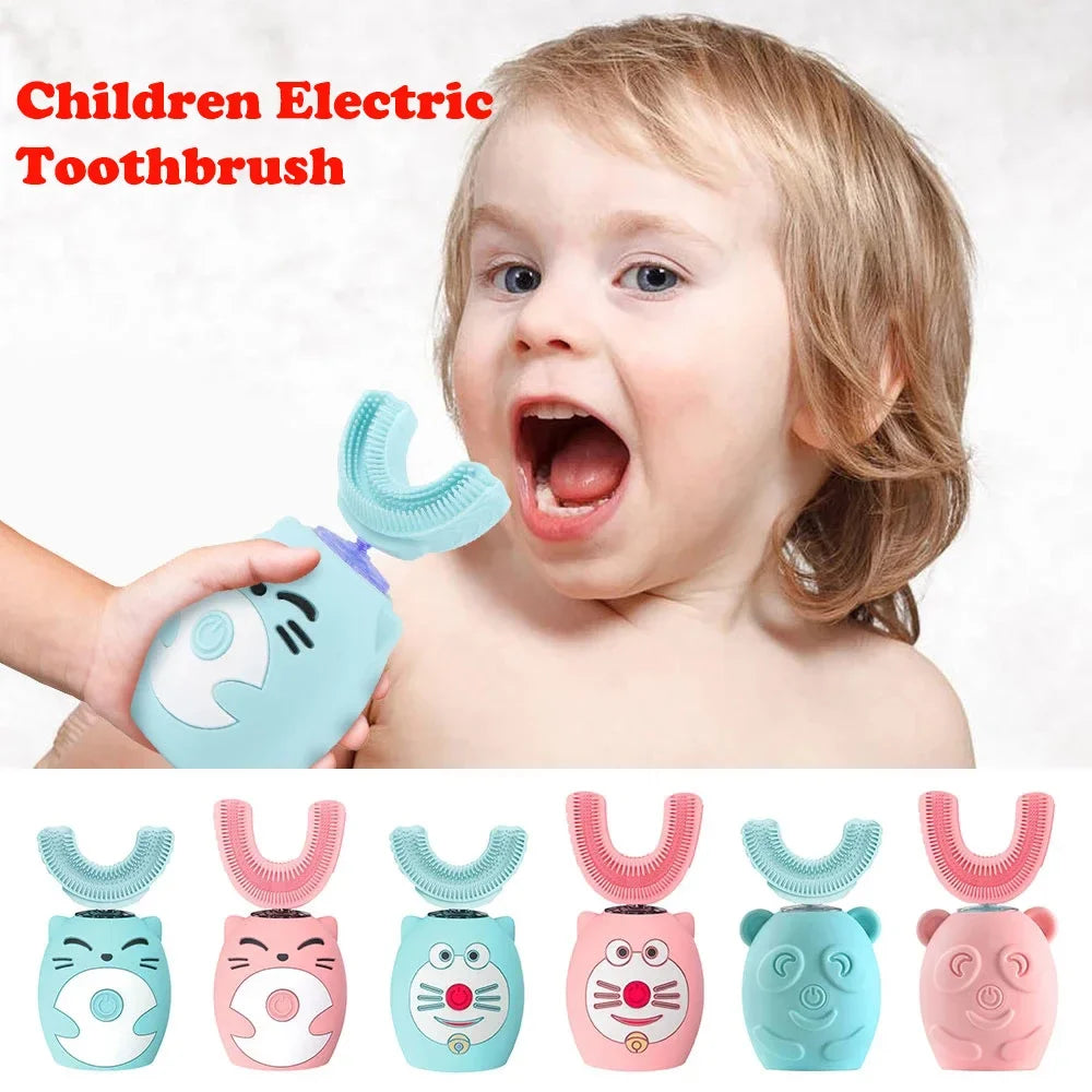 Smart Kids U Shape Toothbrush Silicone-USB Rechargeable Brush