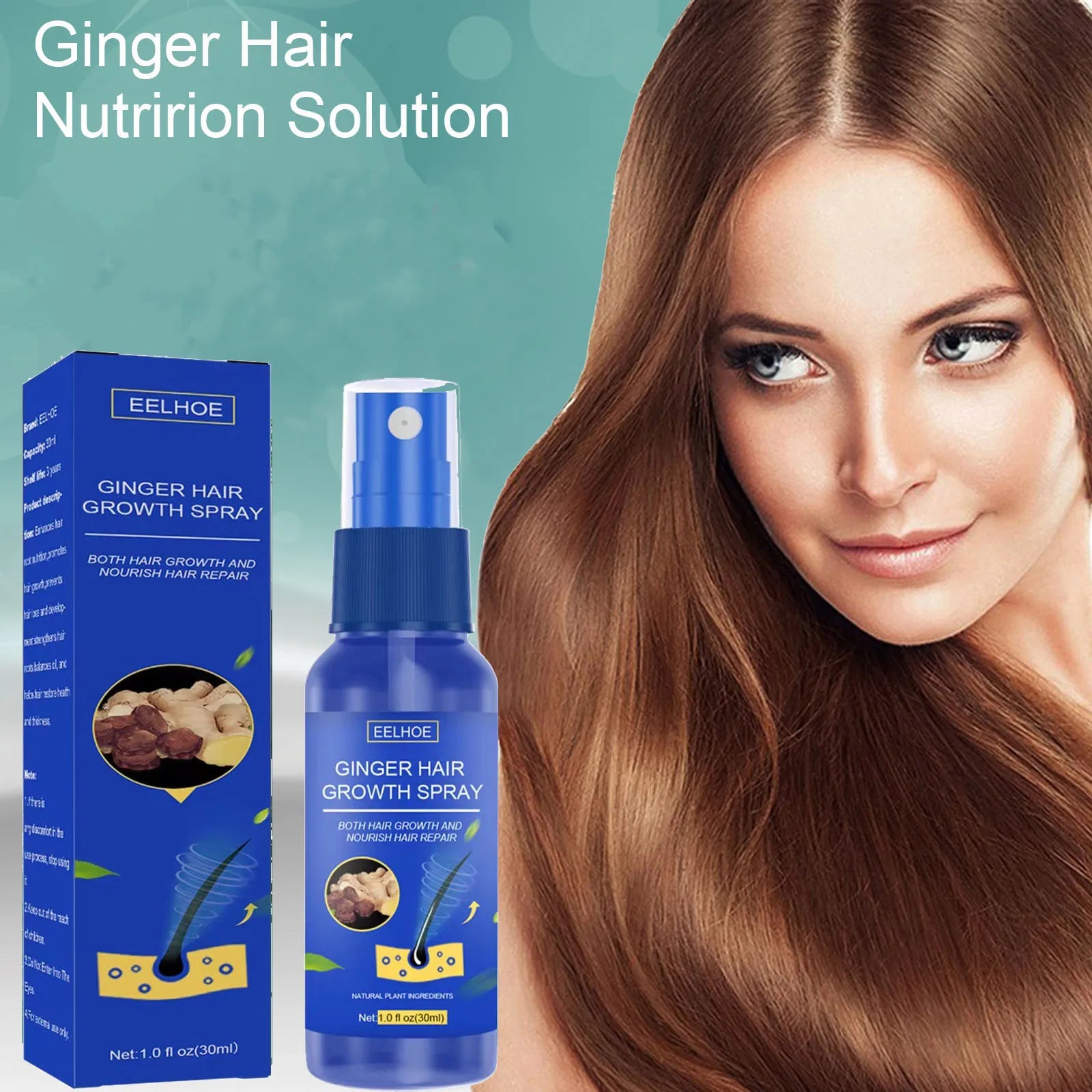 Hair Growth Spray Promote Fast Thicker Longer Ginger Extract Prevent Baldness Moisturize Scalp Anti Hair Loss Treatment Oil 30ml