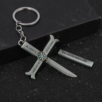 Hawk Eyes Dracule Mihawk Cross Keychain.