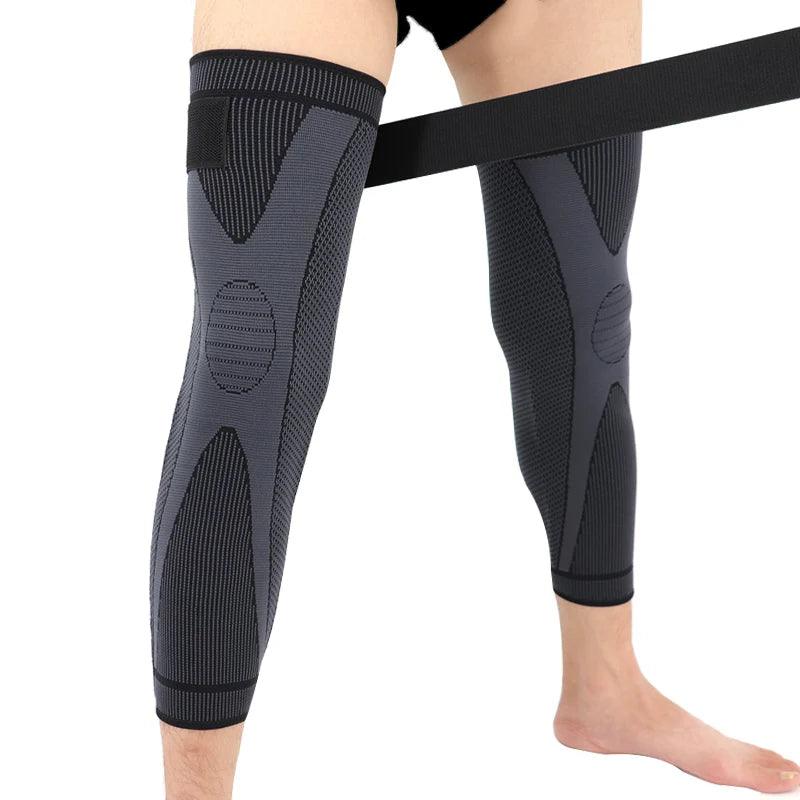 1 pcs Bandage Compression Knee Pads Support Lengthen Stripe Sport Sleeve Protector Elastic Long Kneepads Brace Running