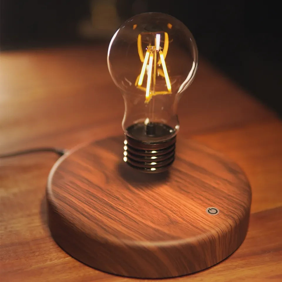 Levitating DeskBulb-Floating Light Led Lamp-Wood Base Magnetic Levitating Light