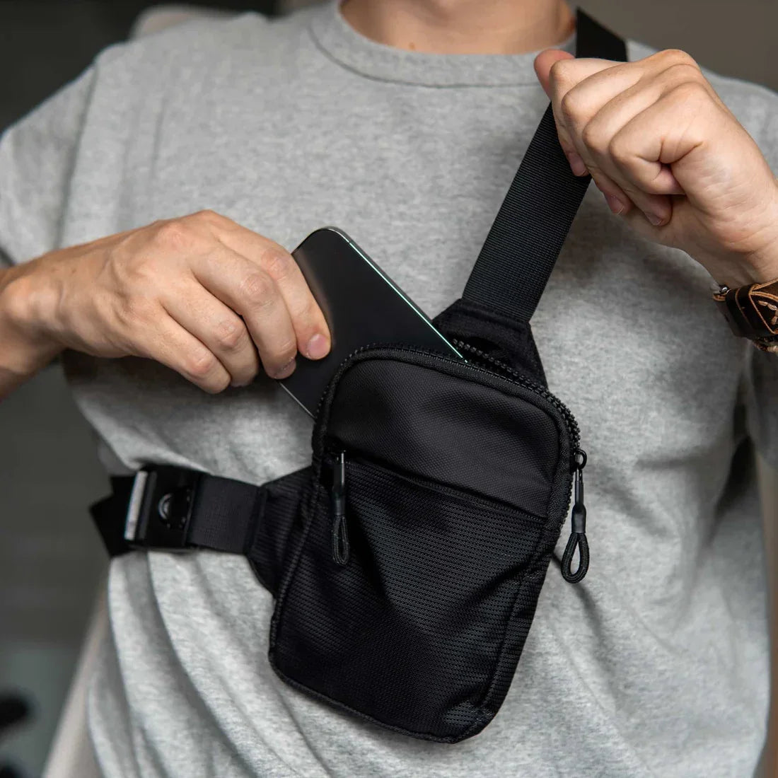 Men's Travel Sling Bag Chest Small Canvas Shoulder Crossbody Bags Mini Cloth Waist Packs Sport Cross Phone Anti-theft Handbag