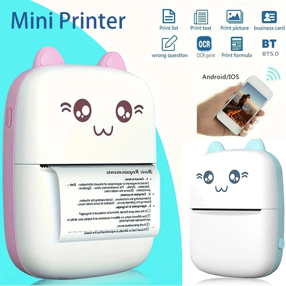 Mini Bluetooth Thermal Printer Wireless BT 200dpi for Labels & Photos