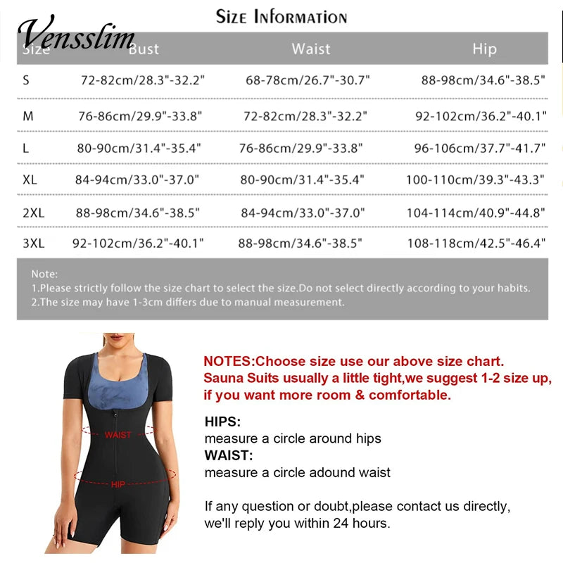 Vensslim Women Sauna Suit Sweat Shirt Slimming Hot Thermo Shapewear Full Body Shaper Waist Trainer Legging Trimmer Corset